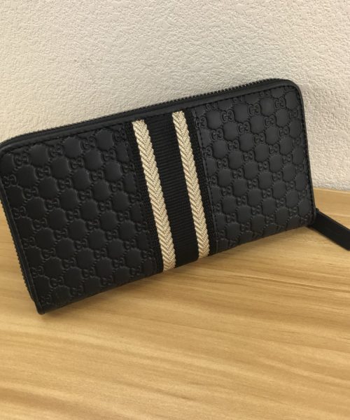 1:1 Replica Gucci Black GG Embossed Zip Around With White Line Wallet For Men, Men's Wallet 19cm/7.5in GG