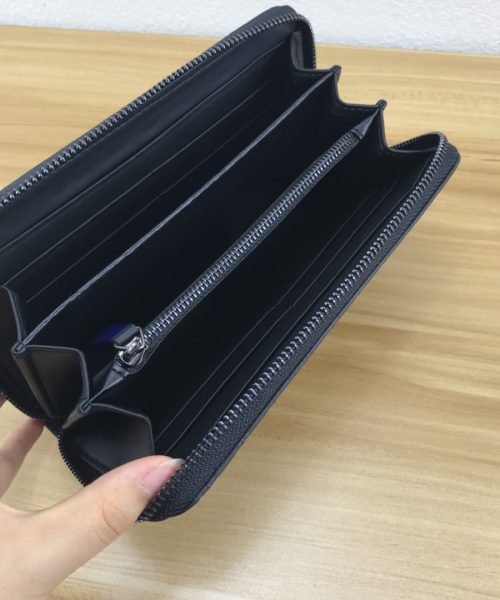 1:1 Replica Gucci Black GG Embossed Zip Around With White Line Wallet For Men, Men's Wallet 19cm/7.5in GG