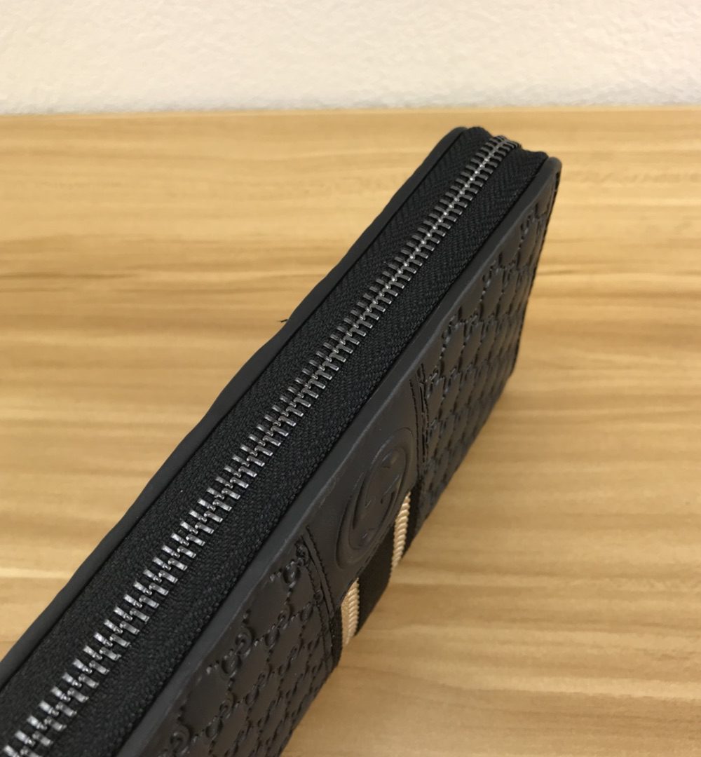 1:1 Replica Gucci Black GG Embossed Zip Around With White Line Wallet For Men, Men's Wallet 19cm/7.5in GG