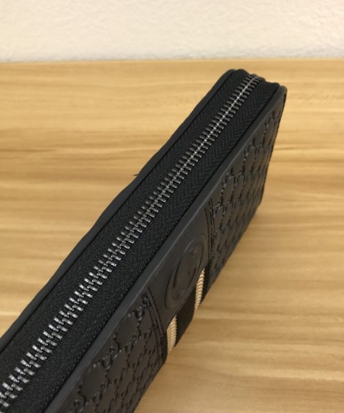 1:1 Replica Gucci Black GG Embossed Zip Around With White Line Wallet For Men, Men's Wallet 19cm/7.5in GG