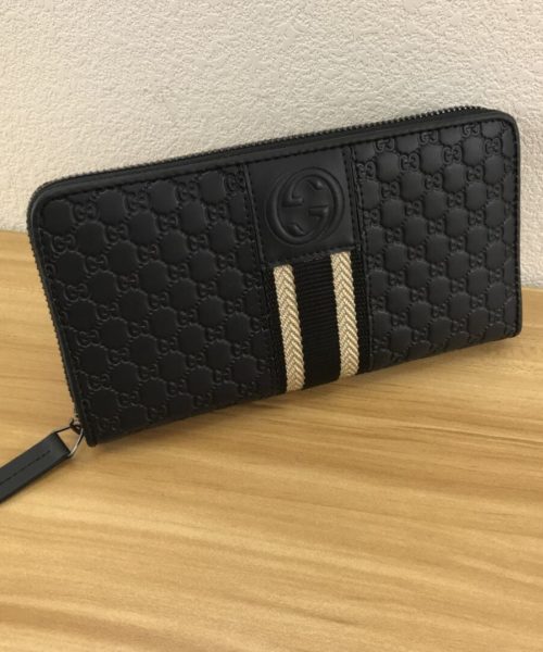 1:1 Replica Gucci Black GG Embossed Zip Around With White Line Wallet For Men, Men's Wallet 19cm/7.5in GG