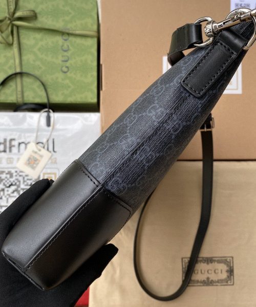 1:1 Replica Gucci Black Messenger Black/Grey GG Supreme Canvas Blue And Red Web For Men 14in/35cm 474139 K5ICN 1095