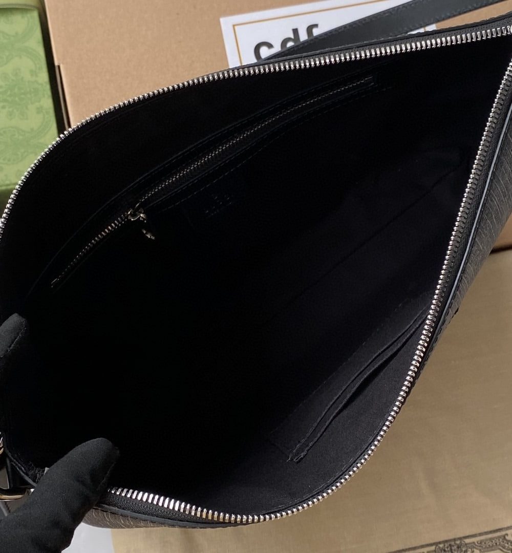 1:1 Replica Gucci Black Messenger Black/Grey GG Supreme Canvas Blue And Red Web For Men 14in/35cm 474139 K5ICN 1095