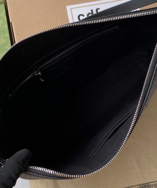 1:1 Replica Gucci Black Messenger Black/Grey GG Supreme Canvas Blue And Red Web For Men 14in/35cm 474139 K5ICN 1095