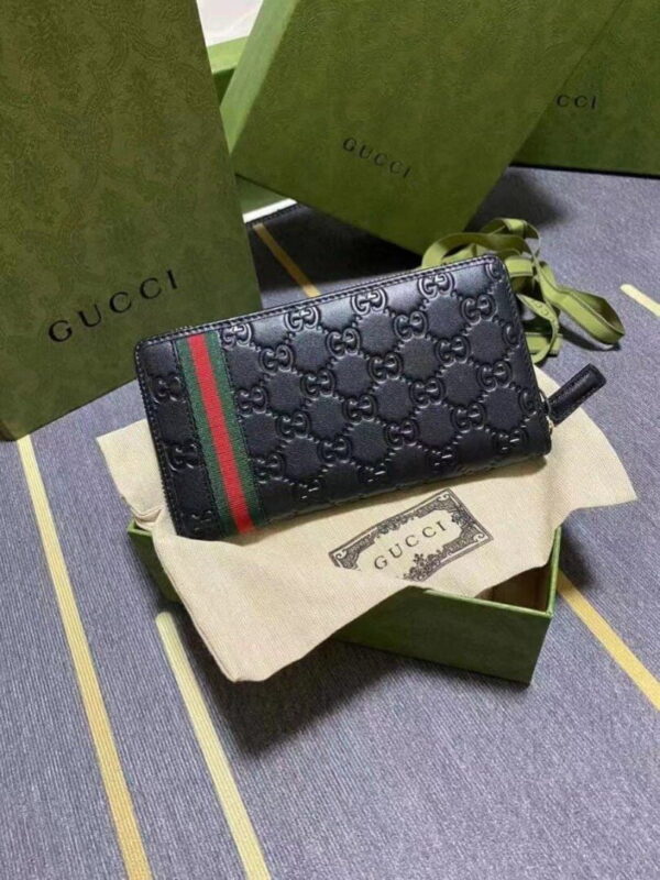 Gucci Black Zip Around Wallet For Men, Men's Wallet 19cm/7.5in  GG