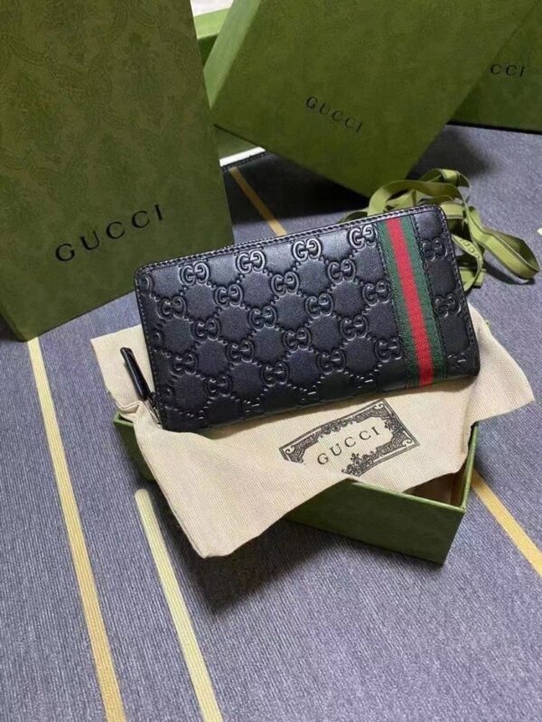 Gucci Black Zip Around Wallet For Men, Men's Wallet 19cm/7.5in  GG