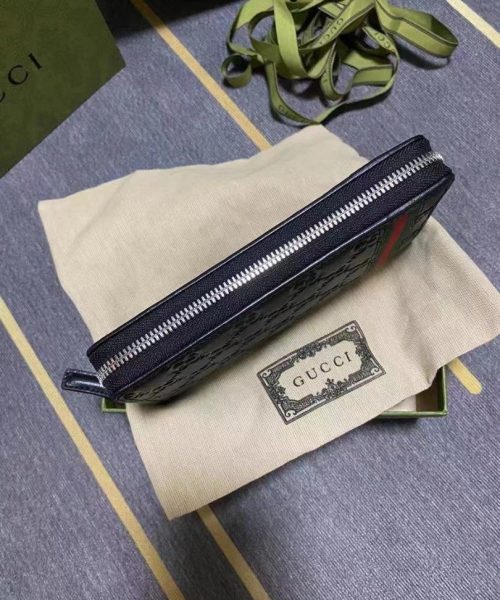 1:1 Replica Gucci Black Zip Around Wallet For Men, Men's Wallet 19cm/7.5in  GG