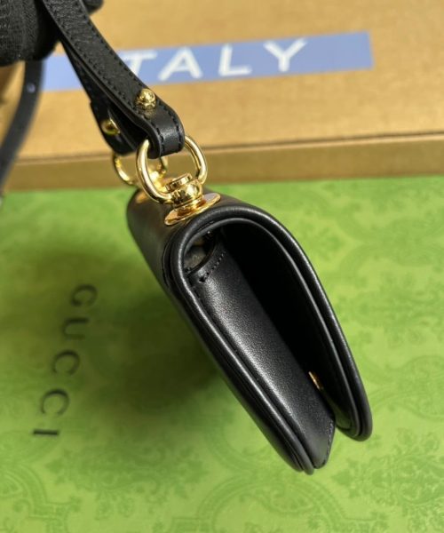 1:1 Replica Gucci Blondie Card Case Wallet Black For Women, Women's Bags 4.5in/12cm GG ‎698635 UXX0G 1000