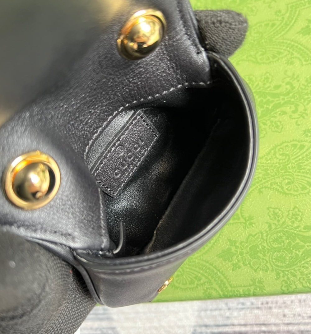 1:1 Replica Gucci Blondie Card Case Wallet Black For Women, Women's Bags 4.5in/12cm GG ‎698635 UXX0G 1000