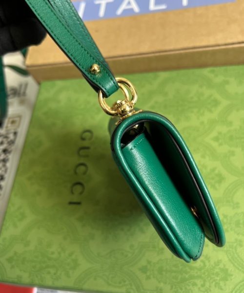 1:1 Replica Gucci Blondie Card Case Wallet Green For Women, Women's Bags 4.5in/12cm GG 698635 UXX0G 3120