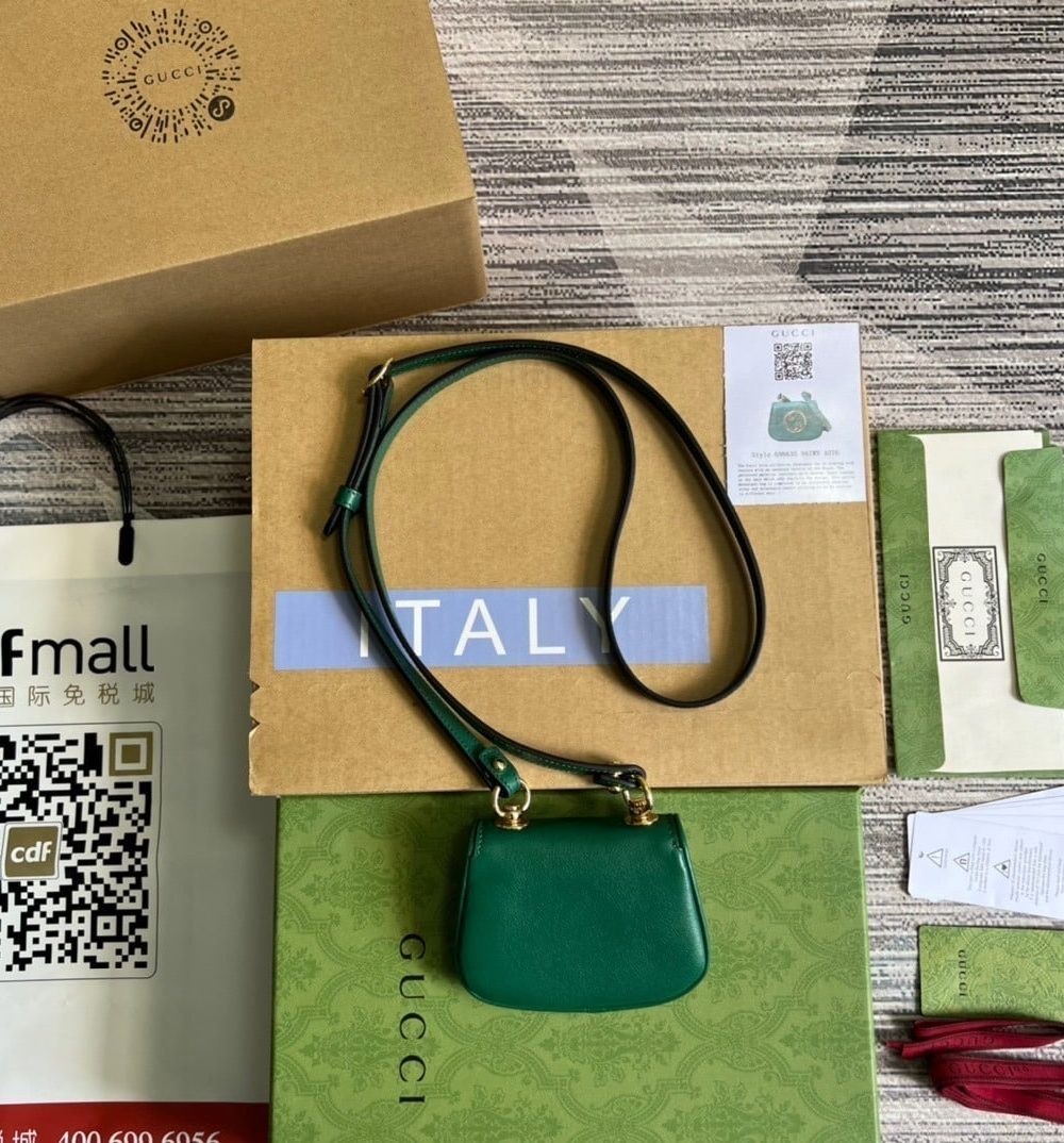 1:1 Replica Gucci Blondie Card Case Wallet Green For Women, Women's Bags 4.5in/12cm GG 698635 UXX0G 3120