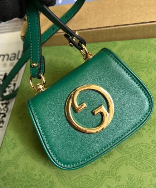 1:1 Replica Gucci Blondie Card Case Wallet Green For Women, Women's Bags 4.5in/12cm GG 698635 UXX0G 3120