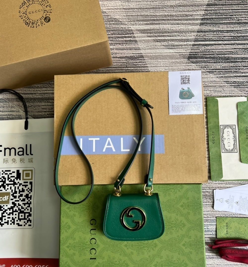 1:1 Replica Gucci Blondie Card Case Wallet Green For Women, Women's Bags 4.5in/12cm GG 698635 UXX0G 3120