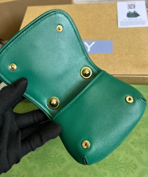 1:1 Replica Gucci Blondie Card Case Wallet Green For Women, Women's Bags 4.5in/12cm GG 698635 UXX0G 3120