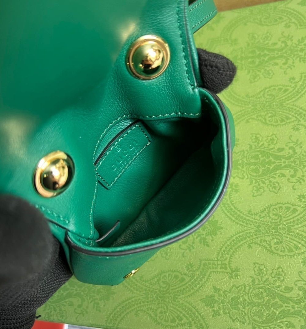 1:1 Replica Gucci Blondie Card Case Wallet Green For Women, Women's Bags 4.5in/12cm GG 698635 UXX0G 3120