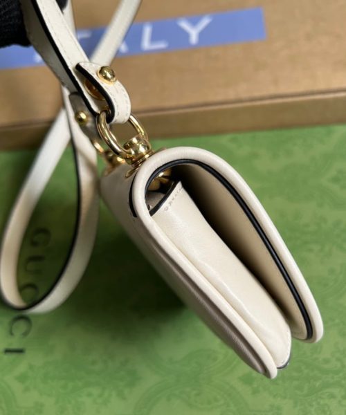 1:1 Replica Gucci Blondie Card Case Wallet White For Women, Women's Bags 4.5in/12cm GG 698635 UXX0G 9022