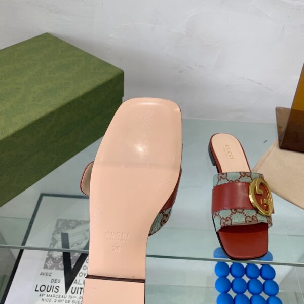 Gucci Blondie Matelasse Canvas Slide Sandal Red For Women GG