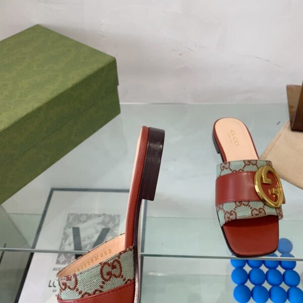 Gucci Blondie Matelasse Canvas Slide Sandal Red For Women GG