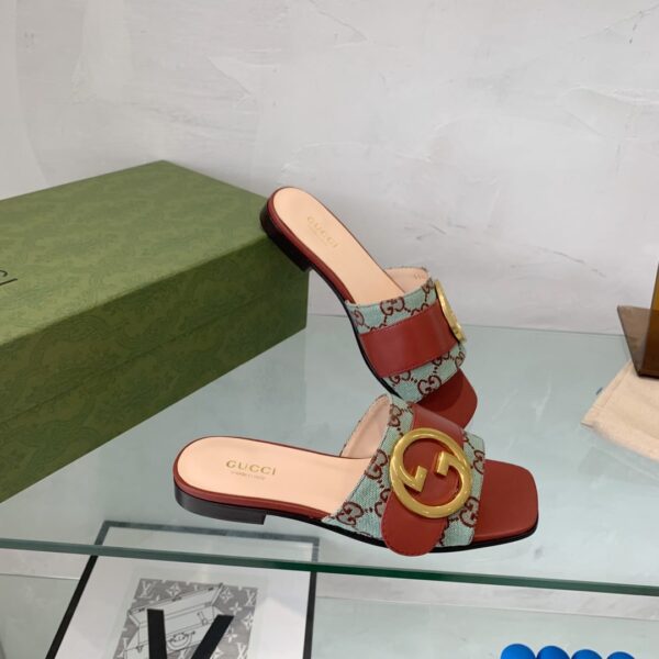 Gucci Blondie Matelasse Canvas Slide Sandal Red For Women GG