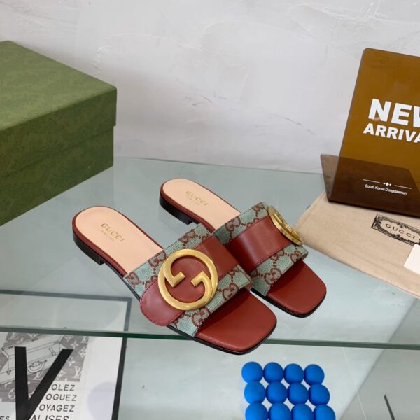 Gucci Blondie Matelasse Canvas Slide Sandal Red For Women GG