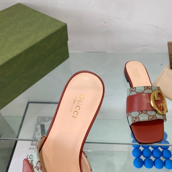 Gucci Blondie Matelasse Canvas Slide Sandal Red For Women GG