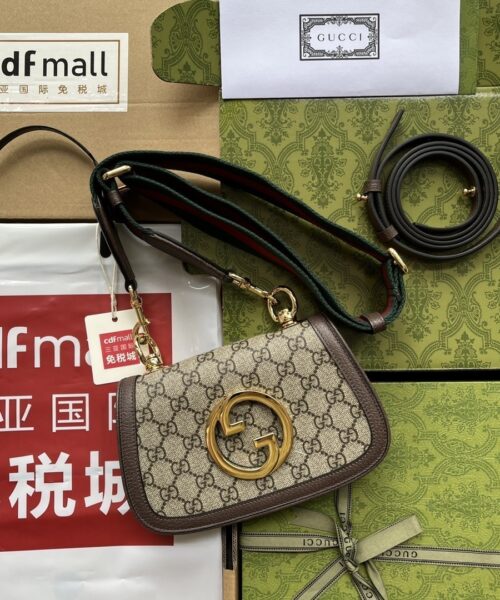 1:1 Replica Gucci Blondie Mini Bag Brown And Beige For Women, Women's Bags 8.7in/22cm GG