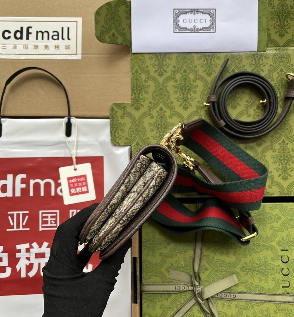 1:1 Replica Gucci Blondie Mini Bag Brown And Beige For Women, Women's Bags 8.7in/22cm GG