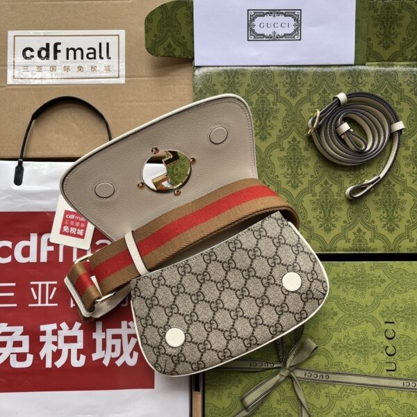 1:1 Replica Gucci Blondie Mini Bag Brown And White For Women, Women's Bags 8.7in/22cm GG