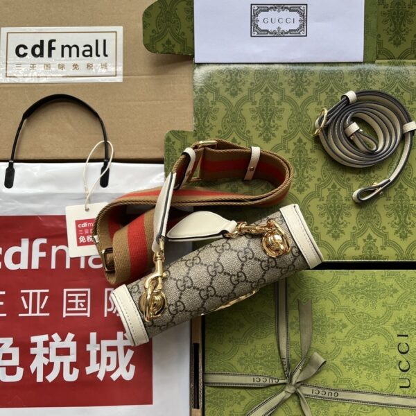 1:1 Replica Gucci Blondie Mini Bag Brown And White For Women, Women's Bags 8.7in/22cm GG