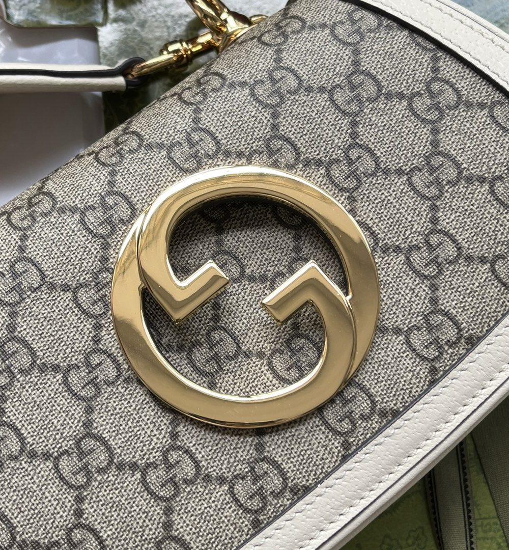 1:1 Replica Gucci Blondie Mini Bag Brown And White For Women, Women's Bags 8.7in/22cm GG