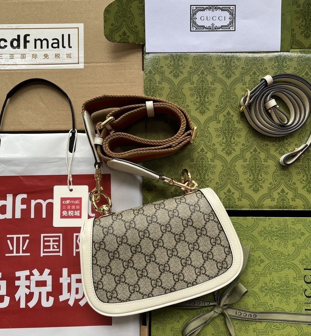 1:1 Replica Gucci Blondie Mini Bag Brown And White For Women, Women's Bags 8.7in/22cm GG
