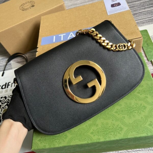 1:1 Replica Gucci Blondie Shoulder Bag Black For Women, Women's Bags 11in/28cm GG‎ 699268 UXX0G 1000