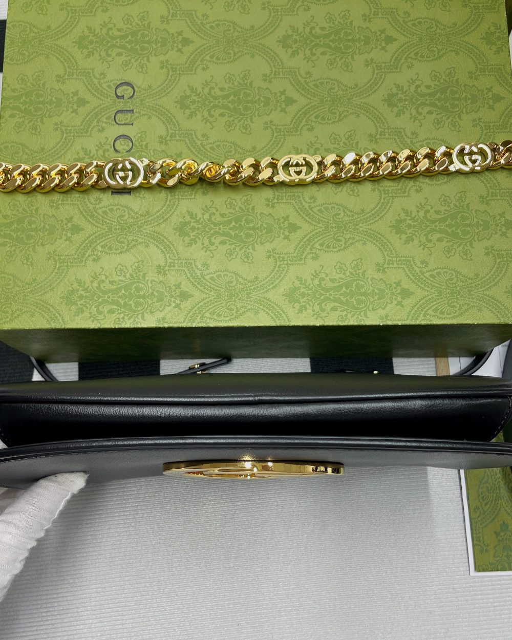 1:1 Replica Gucci Blondie Shoulder Bag Black For Women, Women's Bags 11in/28cm GG‎ 699268 UXX0G 1000