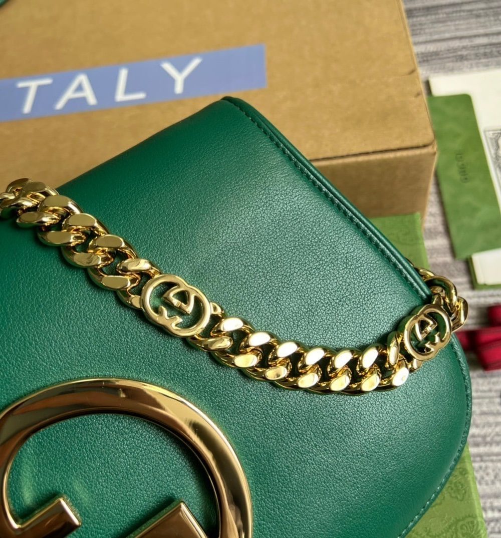 1:1 Replica Gucci Blondie Shoulder Bag Green For Women, Women's Bags 11in/28cm GG‎