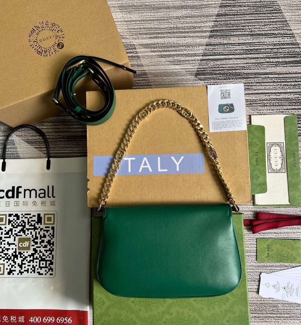 1:1 Replica Gucci Blondie Shoulder Bag Green For Women, Women's Bags 11in/28cm GG‎