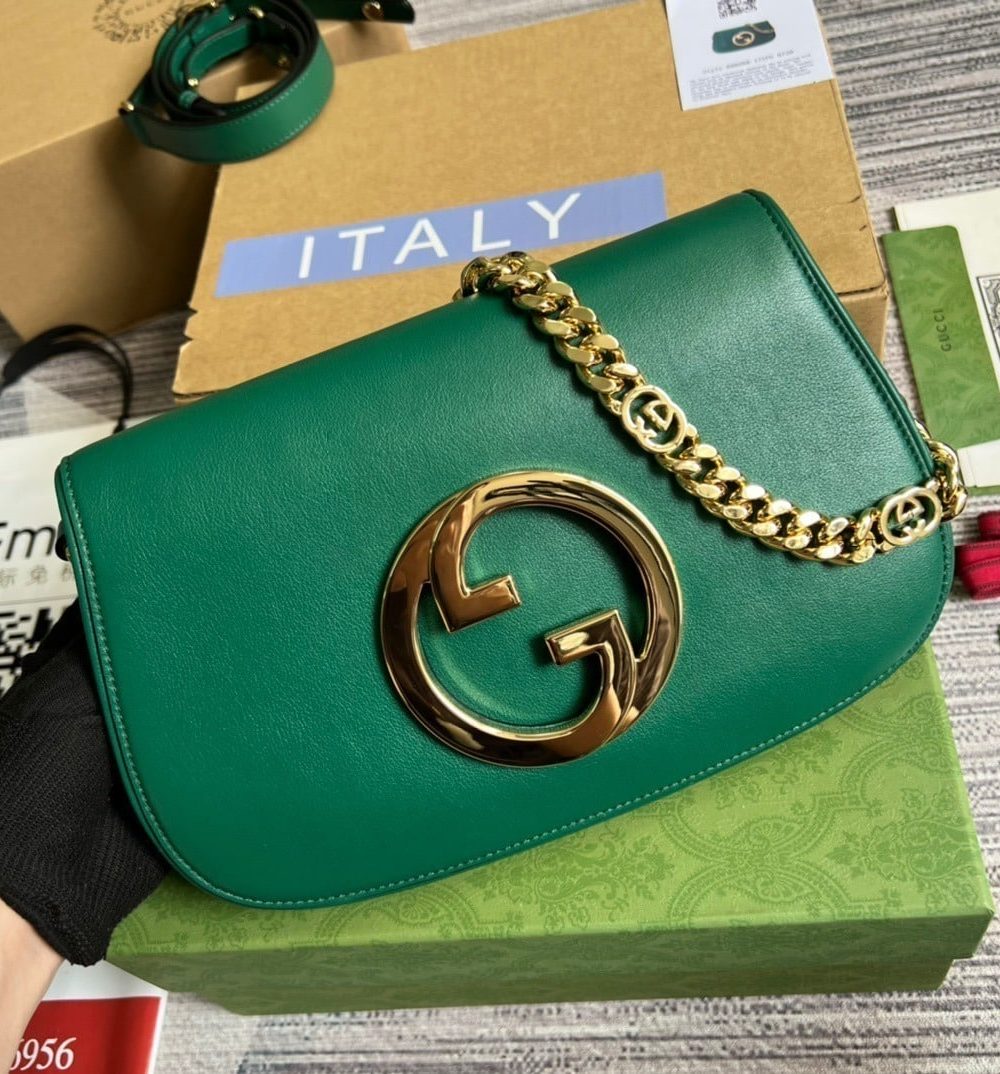 1:1 Replica Gucci Blondie Shoulder Bag Green For Women, Women's Bags 11in/28cm GG‎