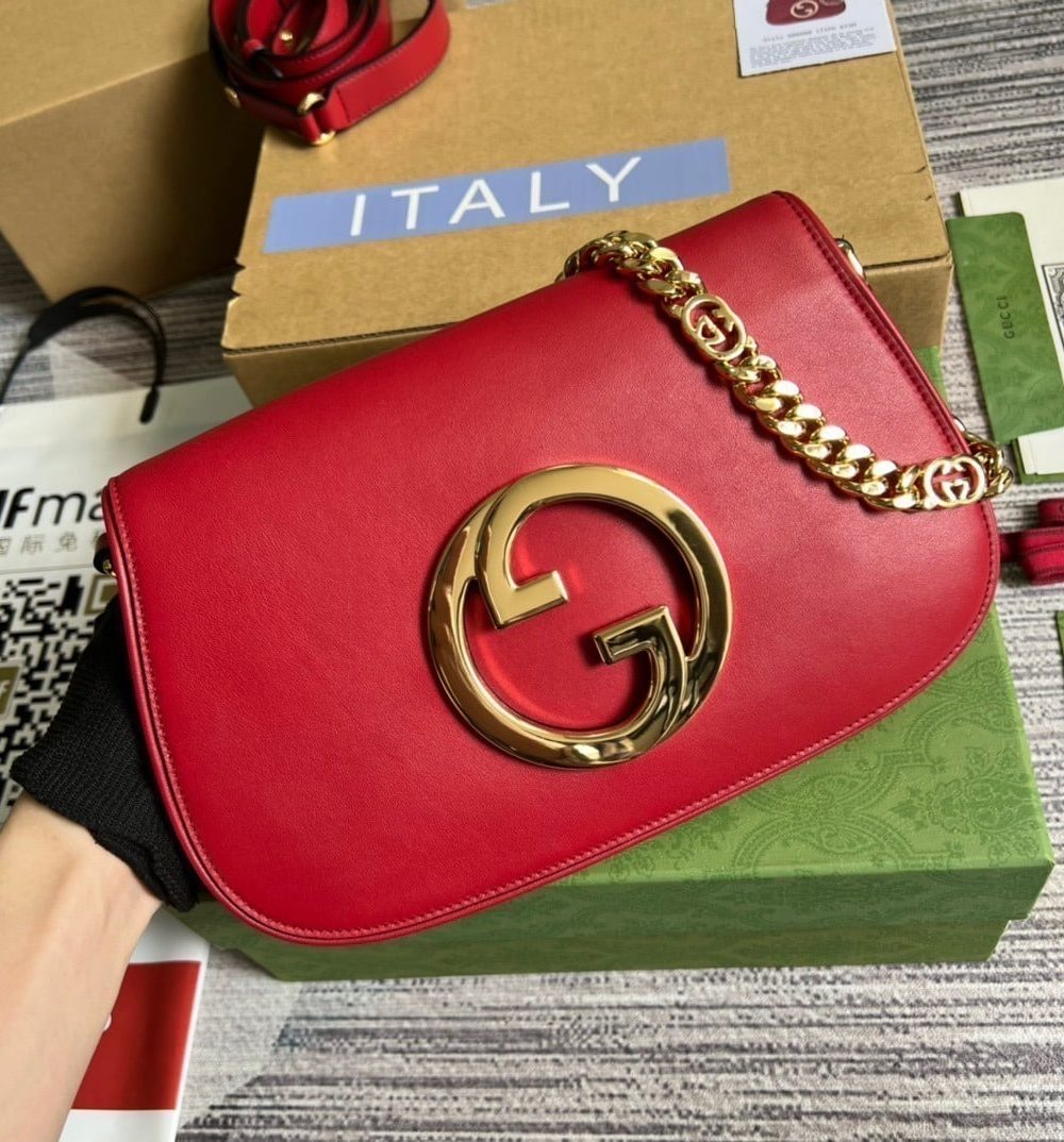 1:1 Replica Gucci Blondie Shoulder Bag Red For Women, Women's Bags 11in/28cm GG‎