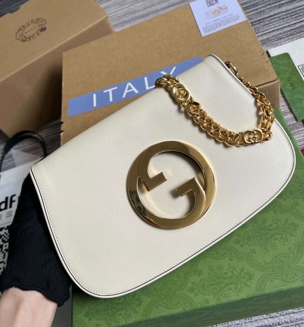 1:1 Replica Gucci Blondie Shoulder Bag White For Women, Women's Bags 11in/28cm GG 699268 UXX0G 9022