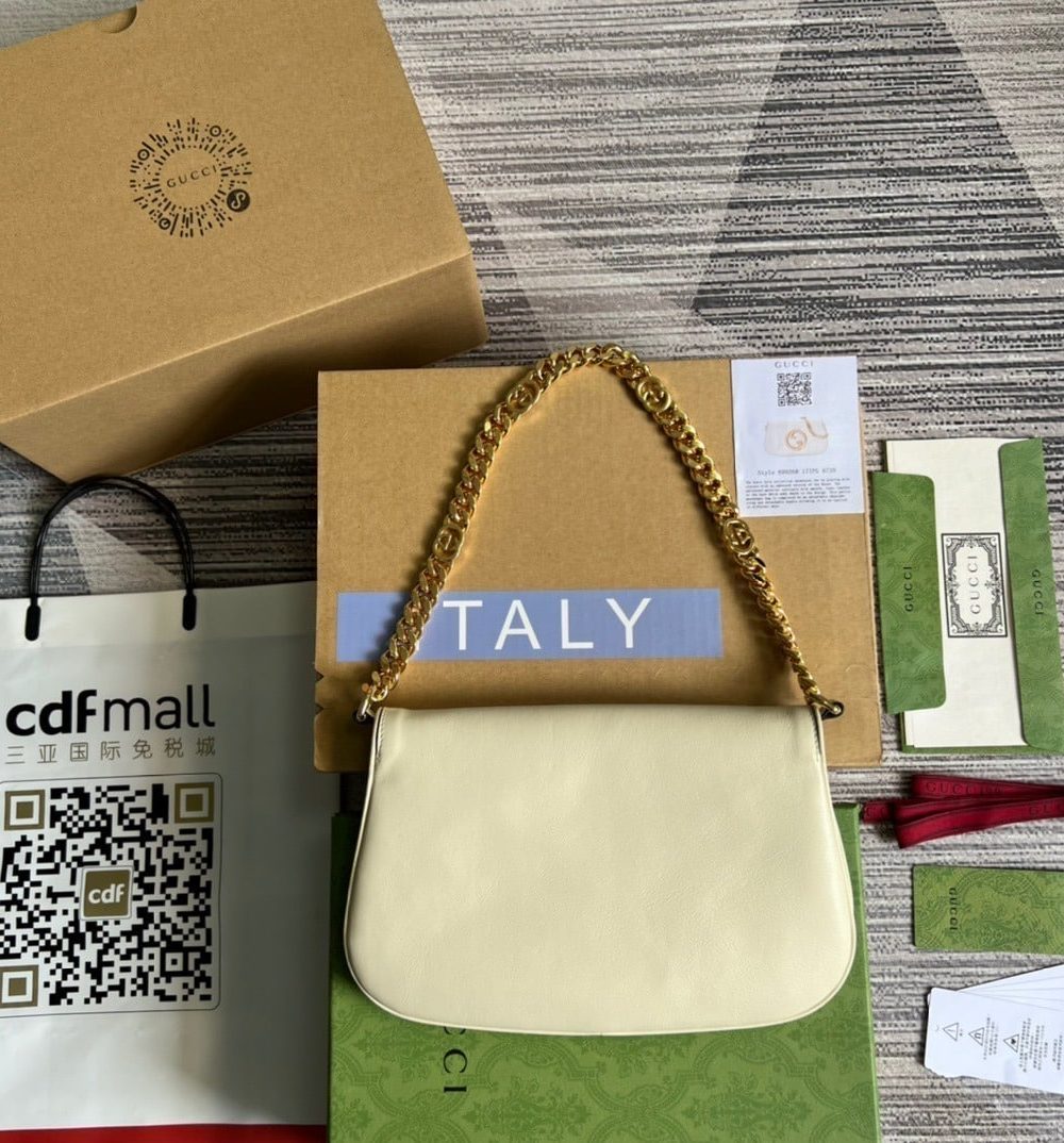 1:1 Replica Gucci Blondie Shoulder Bag White For Women, Women's Bags 11in/28cm GG 699268 UXX0G 9022