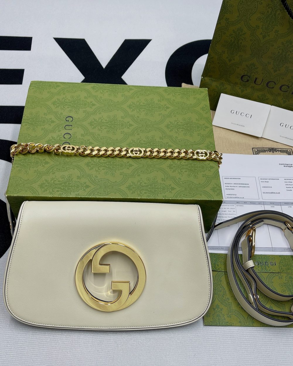 1:1 Replica Gucci Blondie Shoulder Bag White For Women, Women's Bags 11in/28cm GG 699268 UXX0G 9022