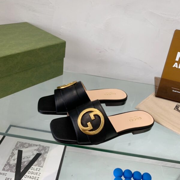 Gucci Blondie Slide Sandal Black For Women GG