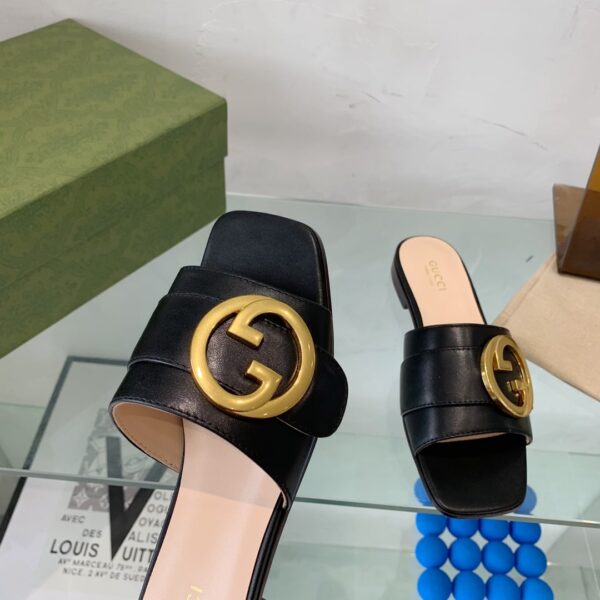 Gucci Blondie Slide Sandal Black For Women GG