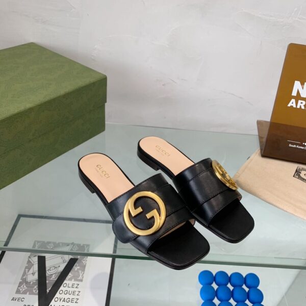 Gucci Blondie Slide Sandal Black For Women GG