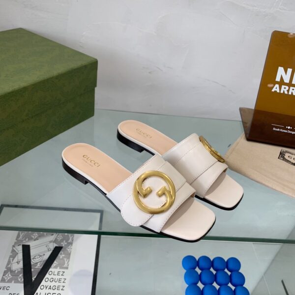 Gucci Blondie Slide Sandal White For Women GG