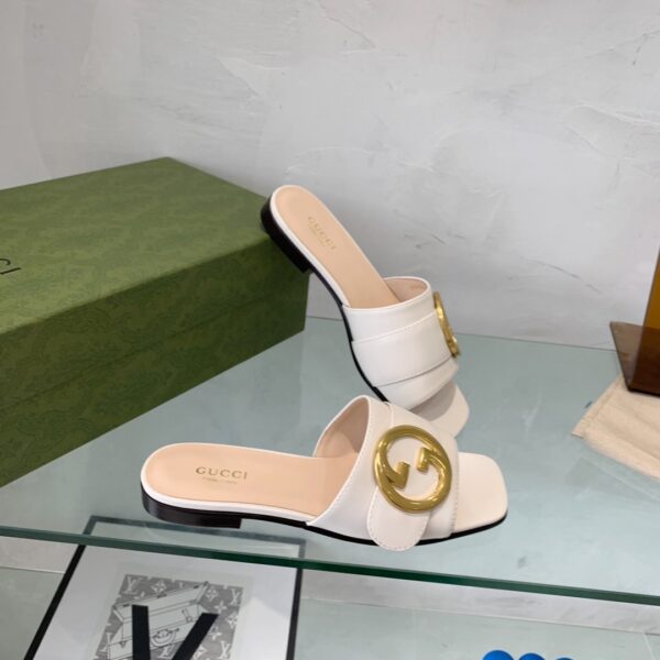 Gucci Blondie Slide Sandal White For Women GG
