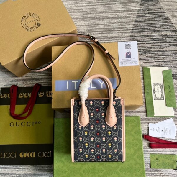 1:1 Replica Gucci Blooming Love Mini Tote Bag Beige For Women, Women's Bags 6.3in/20cm GG