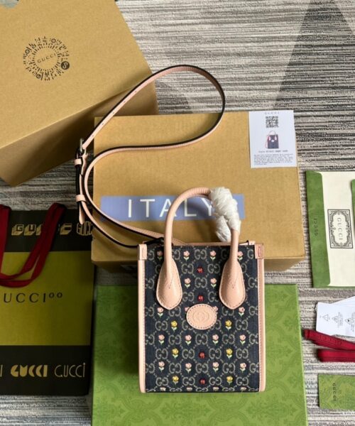 1:1 Replica Gucci Blooming Love Mini Tote Bag Beige For Women, Women's Bags 6.3in/20cm GG