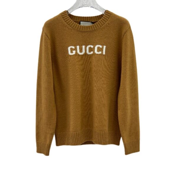 Gucci Brushed Wool Crew-Neck Sweater Brown For Women