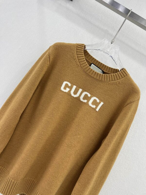 Gucci Brushed Wool Crew-Neck Sweater Brown For Women