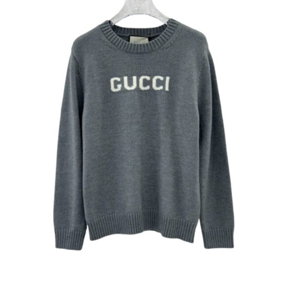 Gucci Brushed Wool Crew-Neck Sweater Grey For Women